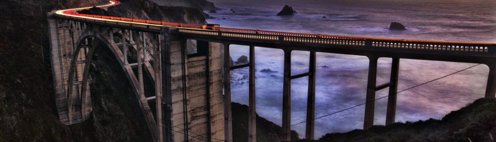 Bixby Bridge, in Big Sur, California, at sunset