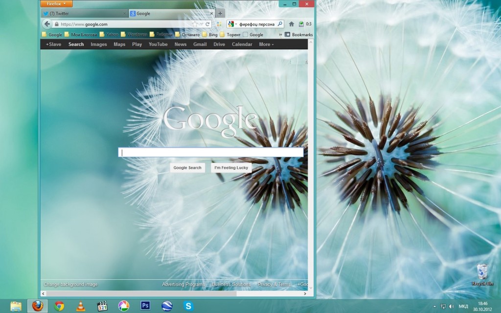 Dandelion theme (wallpaper plus Firefox persona)